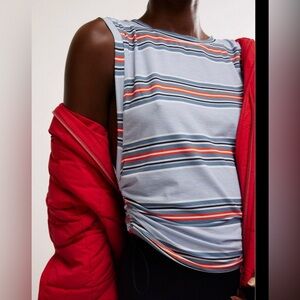 NWT FP MOVEMENT WOMEN'S TEMPO SPORT MODE PRINTED MUSCLE TANK, Steel Combo M